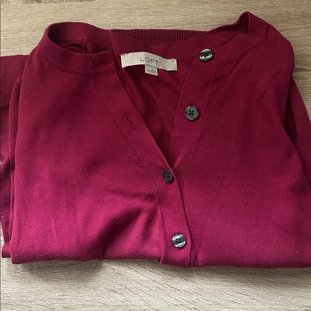 Elegant Dark Pink Button-Up Cardigan